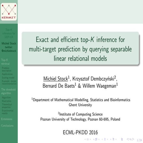 Exact and efficient top-K inference for multi-target prediction by querying s...