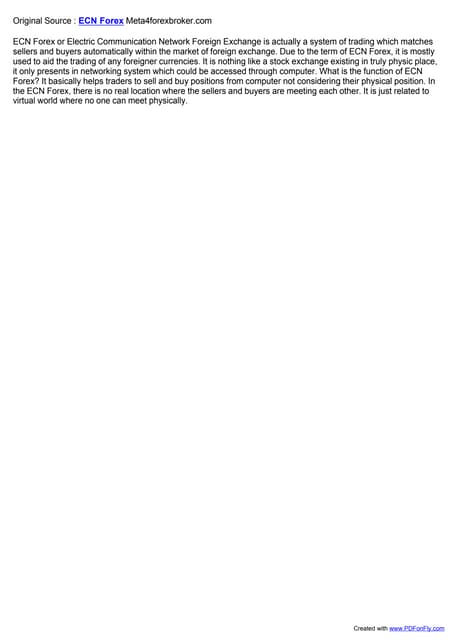 Ecn forex trading