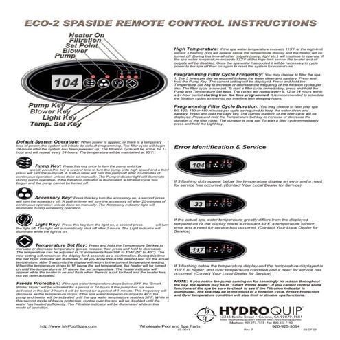 Eco 2 spaside instruction sheet