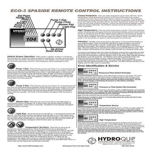 Eco 3 spaside instruction sheet