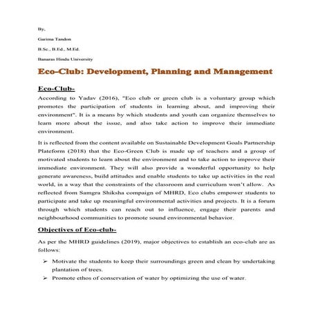 Eco Club  by Garima Tandon