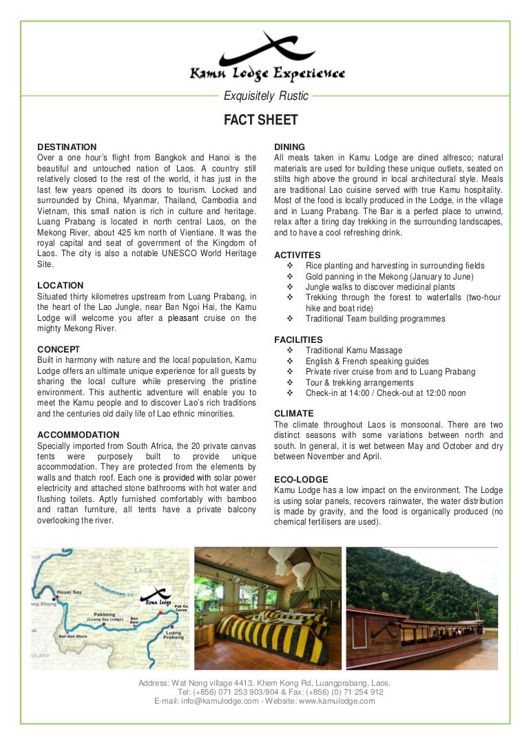Luang Prabang Eco Retreat Kamu Lodge S Fact Sheet Updated In Februar