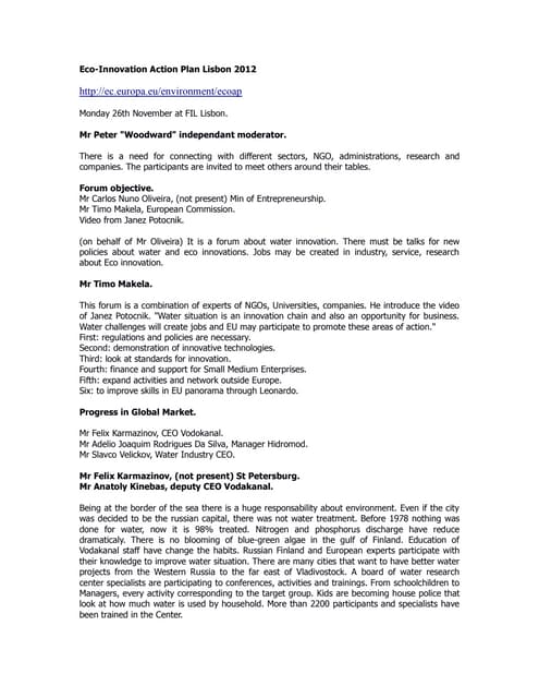 Eco innovation action lisbon 2012