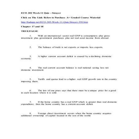 Eco 302 week 11 quiz   strayer