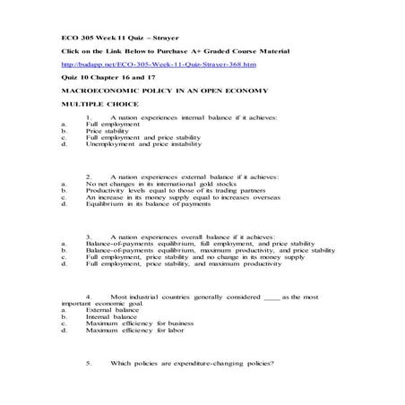 Eco 305 week 11 quiz   strayer