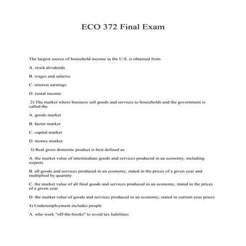 Eco 372 final exam | DOC