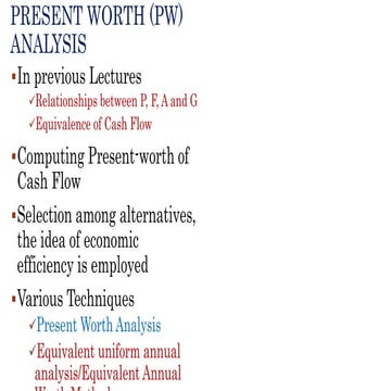 present worth analysis engineering economics