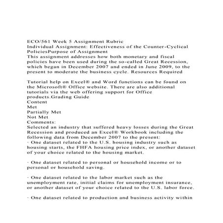 ECO561 Week 5 Assignment RubricIndividual Assignment Effec.docx