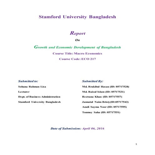 Growth and Economic Development of Bangladesh