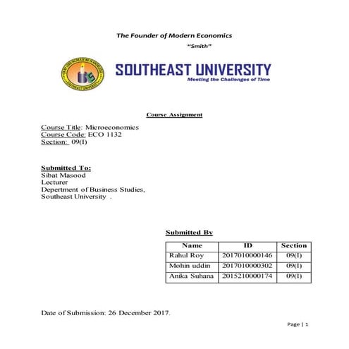 Microeconomics assignment Report