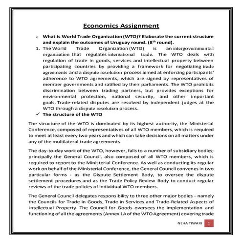  ECONOMICS {WTO, BOP, WB..ETC.}most common assignment topics in economics.