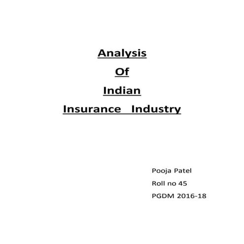 Analysis of Indian Insurance Industry