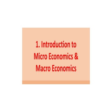 Introduction to Micro and Macro Economics