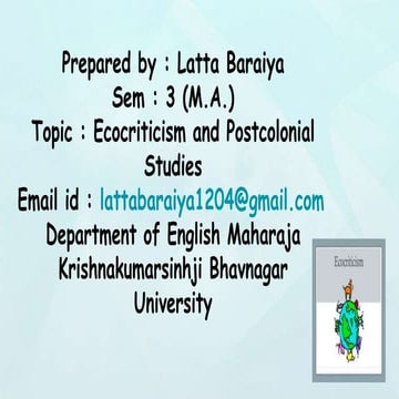 Ecocriticism and Postcolonial Studies