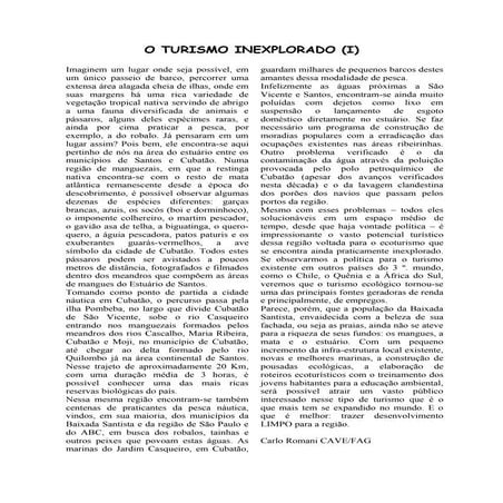 Ecocubatão: Roteiro para o turismo ecologico pelos maguezais..