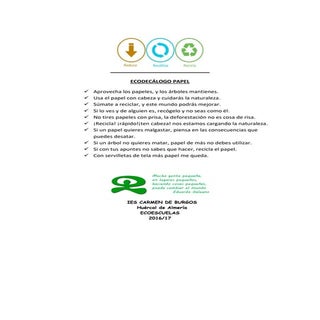 Ecodecálogo papel. Ecoescuelas.