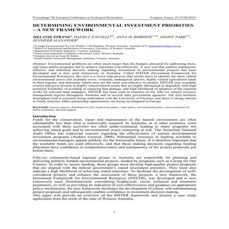 Ecoedge-INFFER Paper SER Conference, Avignon 2010