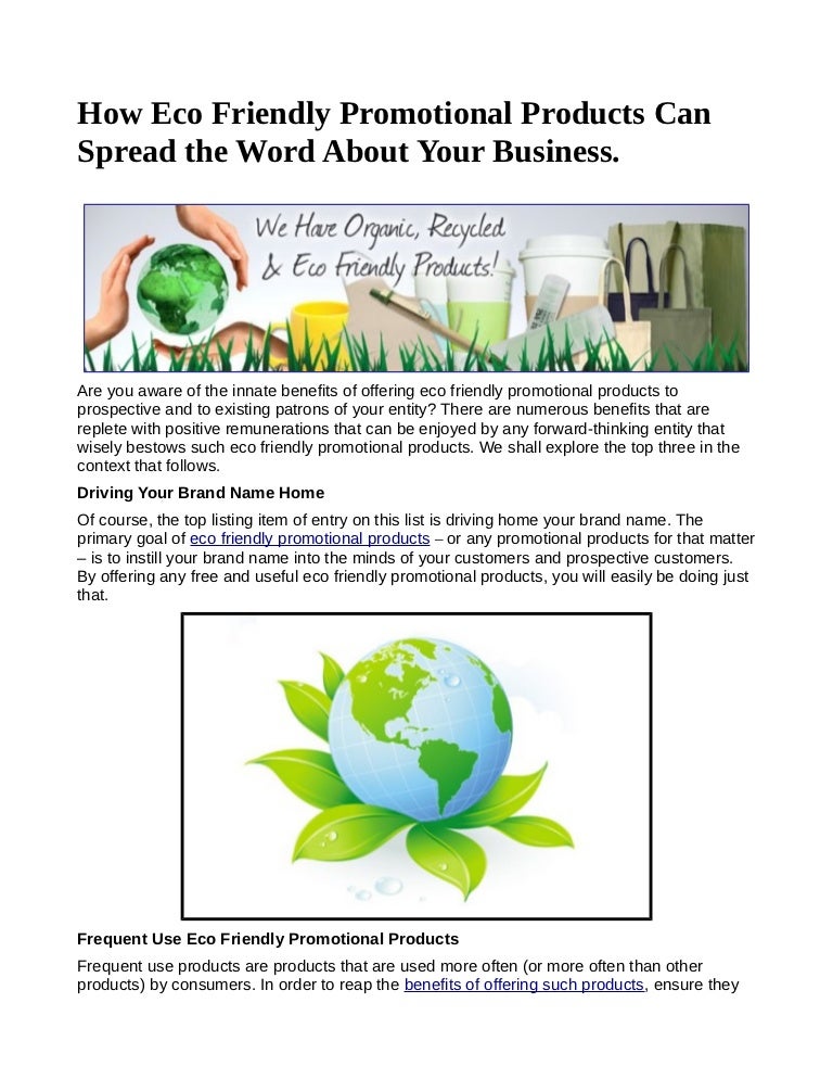 Eco friendly promo products