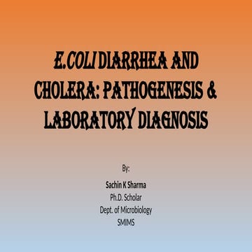 Ecoli diarrhea & Cholera: Pathogenesis and Lab diagnosis.pptx