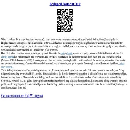 Ecological Footprint Quiz | PPT