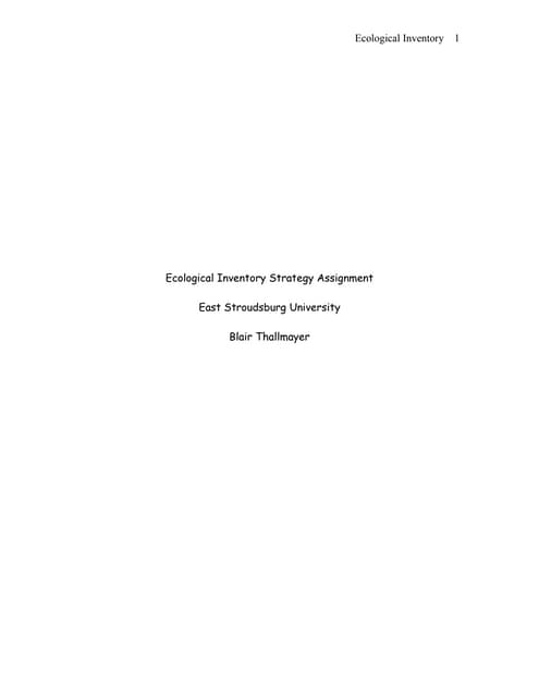 Ecological Inventory Strategy Assignment