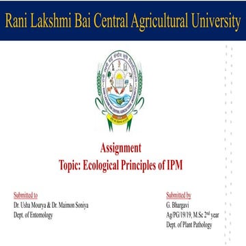 Ecological principles of IPM