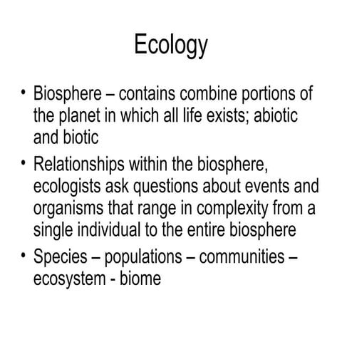 Ecology