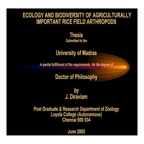 Ecology and biodiversity of agriculturally important rice field arthropods 