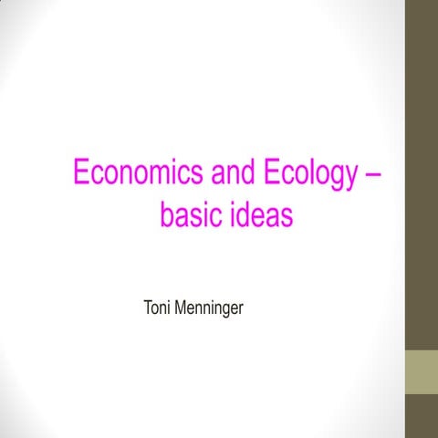 Economics And Ecology