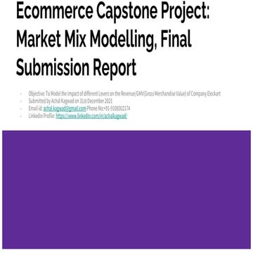 Ecommerce Market Mix Modeling using Linear Regression
