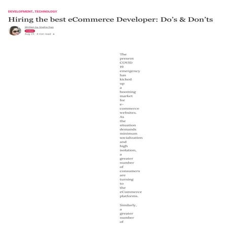 Hiring the best eCommerce Developer: Do’s & Don’ts