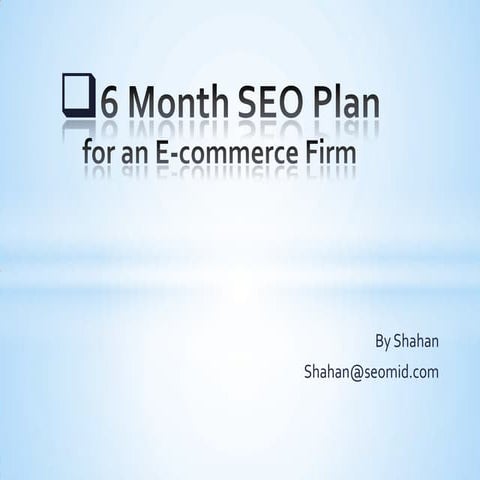 6 Months SEO Plan for an ecommerce firm