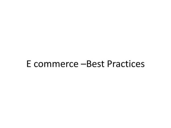 E commerce Important practices