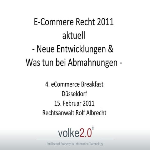 eCommerce Recht 2011 aktuell