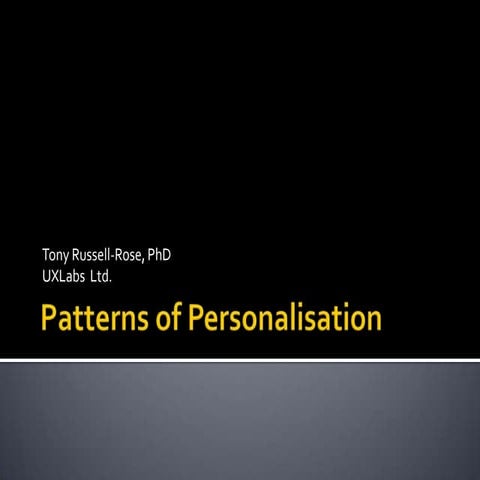 Patterns of Personalization