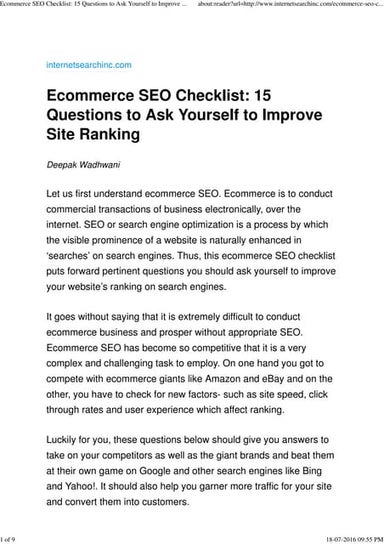 Ecommerce seo checklist 15 questions to ask yourself to improve site ranking