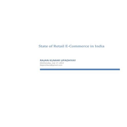 State of Retail E-commerce In India