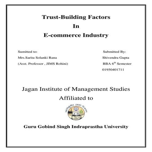 Understanding the Role of Customer Trust in E-Commerce | PDF