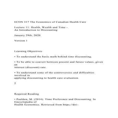 ECON 317 The Economics of Canadian Health CareLecture 11 .docx