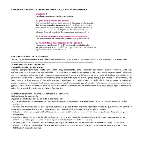 Economía Capitulo I de Samuelson y Norhaus