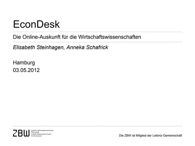 Econ Desk - Die Online-Auskunft für die Wirtschaftswissenschaften