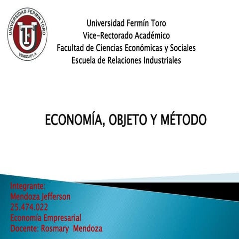 Economía objeto y método