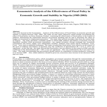 Econometric analysis of the effectiveness of fiscal policy in economic growth...