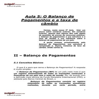 Economia   aula 5 - o balanço de pa...