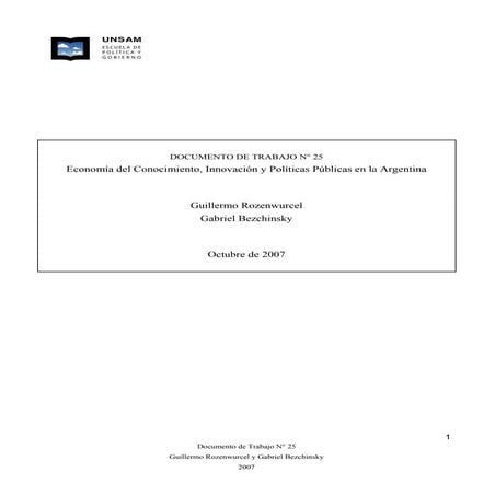Economia del conocimento argentina 2007 #c&t #inovacao
