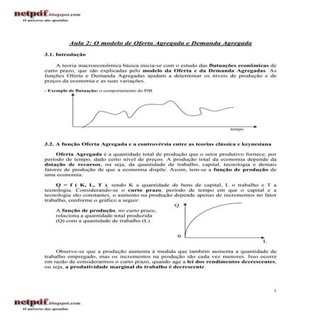 Economia em exercícios – o modelo de oferta agregada e demanda agregada