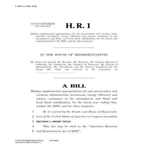 819 billion economic stimulus bill