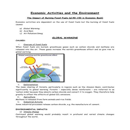 Economic Activities and the Environment