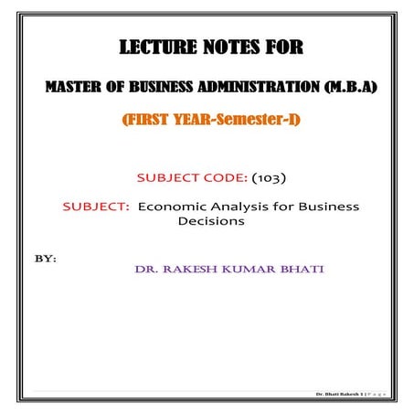 Economic analysis for business