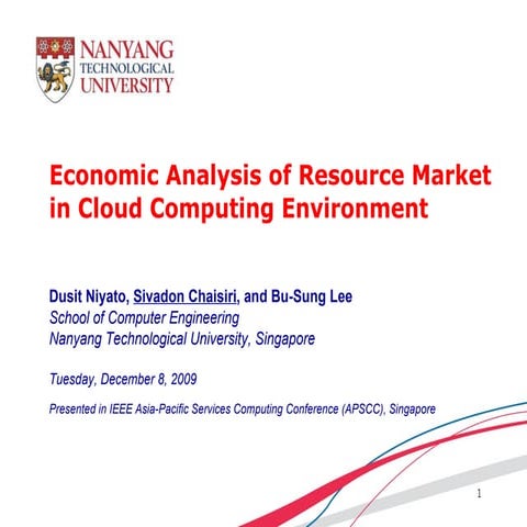 Economic Analysis of Resource Market in Cloud Computing Environment